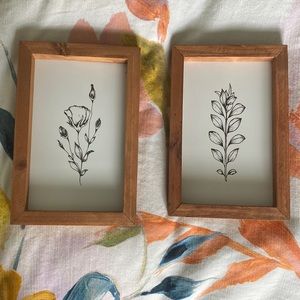 Pair of wooden framed floral